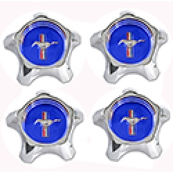 1967 WHEEL CENTERS - BLUE CENTER CAPS FOR RALLY WHEELS - SET OF 4